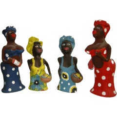 Vintage Four Studio Pottery  Figural, Cuban Mid-Century Incense Burner's
