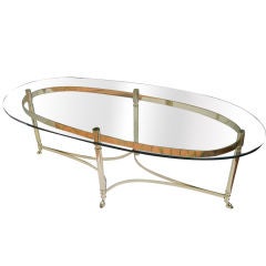 Graceful Solid Brass and Glass 1940s Coffee Table