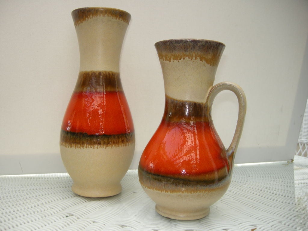 Mid-20th Century Two Mid-Century Studio Pottery Vases