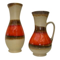 Vintage Two Mid-Century Studio Pottery Vases