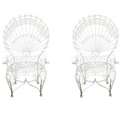 Antique Two  Early Decorative Iron Chairs