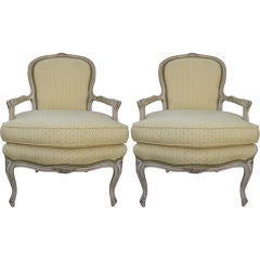 Pair Louis XV Style Decorated, Meyer Gunther & Martini Fauteuils