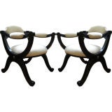 Outstanding Pair of Regency Style Curule Form Chairs.