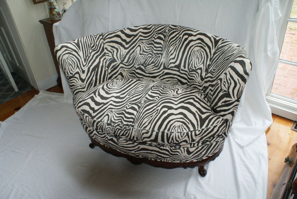 Chic Pair of  Zebra Print Love Seats/Oversized Chairs. 1