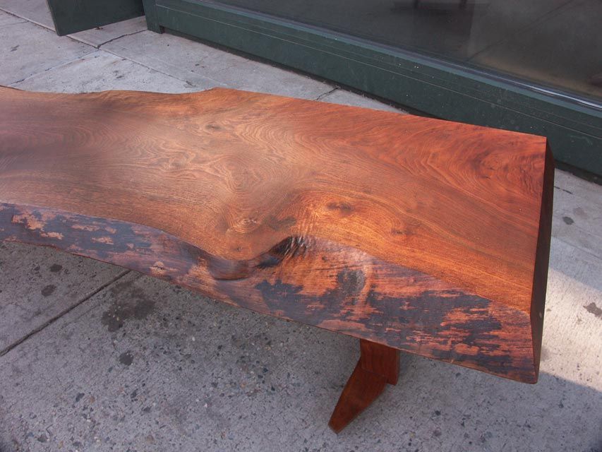 The waiting list at the Nakashima studio is lengendary for its great length. Nakashima would occasionally allow his workers to create pieces for clients who could not wait. James Martin, an accomplished woodworker in his own right, fabricated this