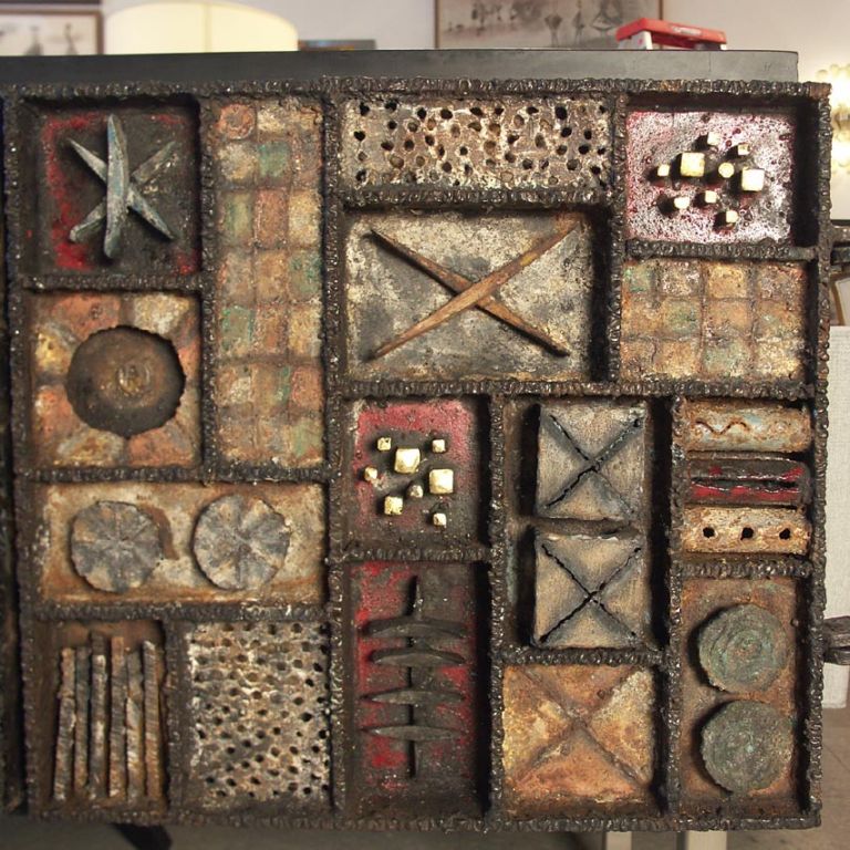 Suspension murale unique avec sculpture de Paul Evans  Cabinet