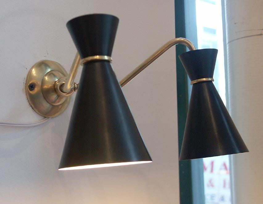 Pair of Italian Adjustable Dual Cone Sconces