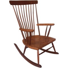 Vintage Dramatic Walnut and Burl Rocking Chair by Michael Elkan