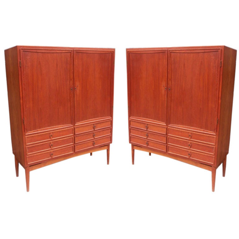 Architectural Pair of Danish Sideboards by Fritz Hansen Teak