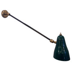 A Single French Adjustable wall Sconce with Green Shade