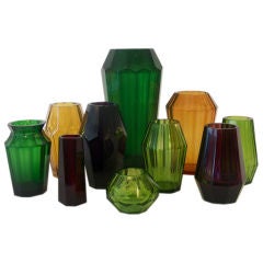 A Lovely 10 Piece Collection of Bohemian Glass Vases