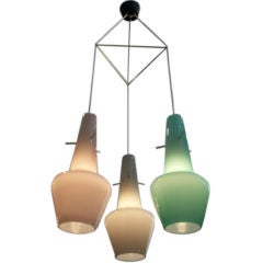Mid-Century Three Glass Pendant Chandelier, Italy, 1960s 12