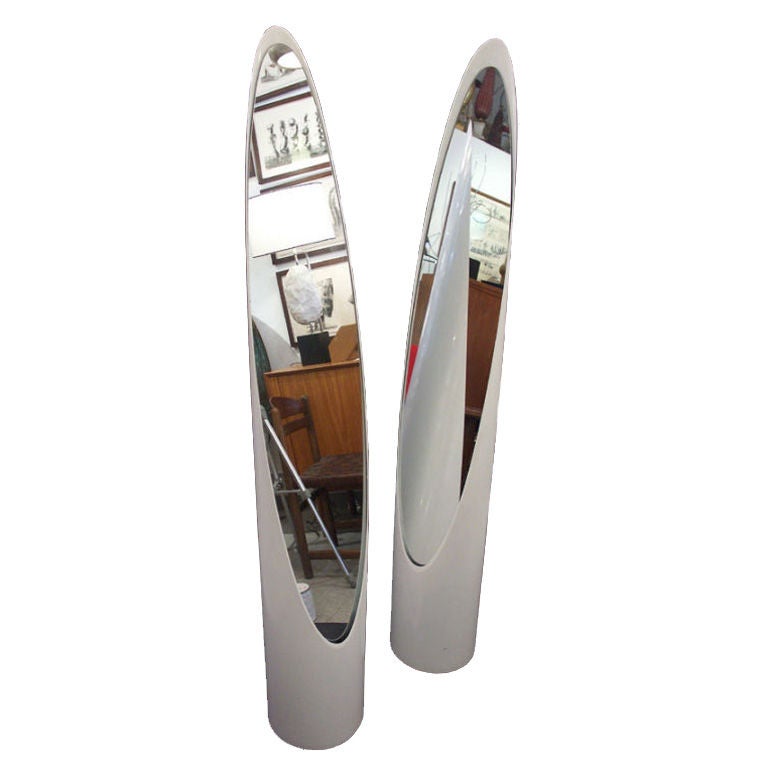 Pair of Roger Lecal Lipstick Standing Mirrors