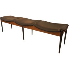 A Danish 3 Seat Bench in Black Leather