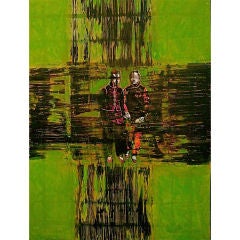 Two Girls Cross - Mixed Media on Wood