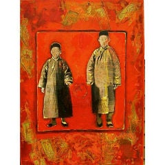 Two Boys - Mixed Media on Wood