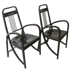 Pair of sculptural armchairs by Thonet