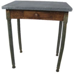 small oak and stone side table