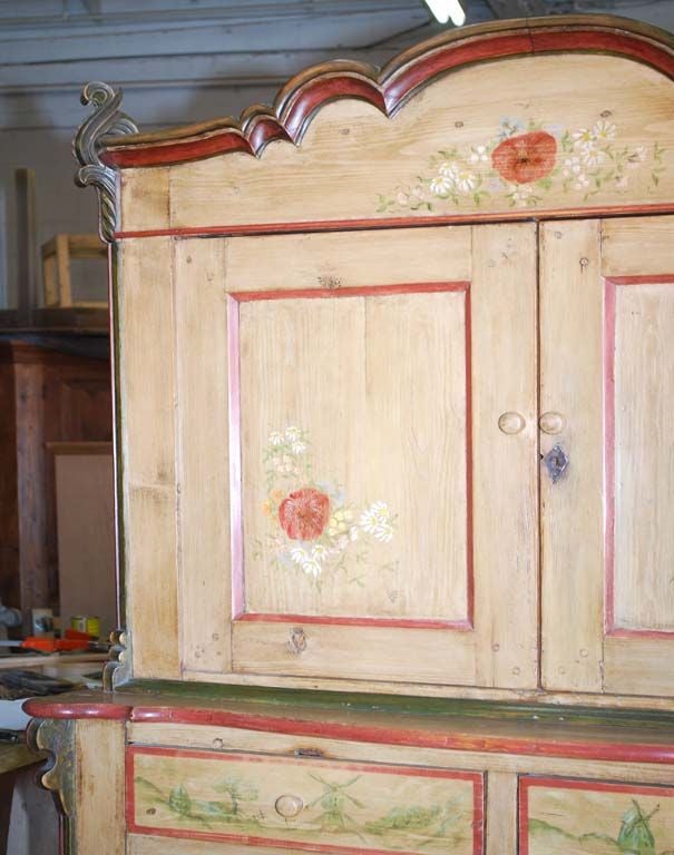 Baltic 19th Century Painted Buffet, Step Back Hutch