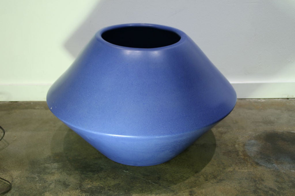 A rare blue glaze diamond shaped vessel by LaGardo Tackett for Architectural Pottery