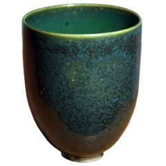 A beautiful blue green glaze cup by Laura Andreson A beautiful blue green glaze cup by Laura Andreson