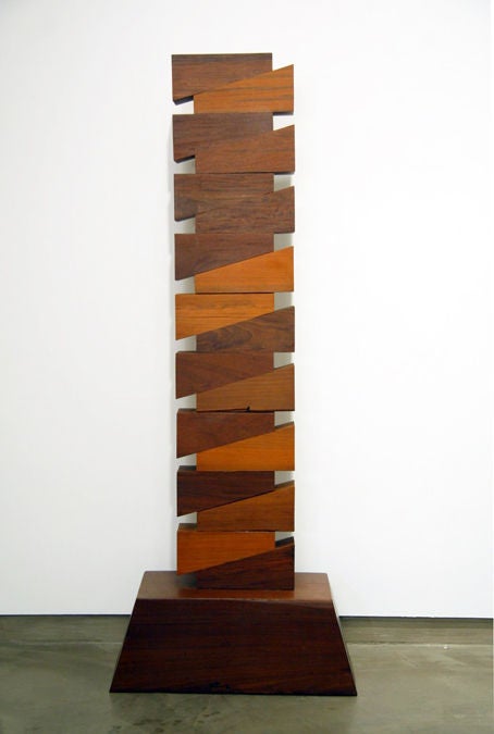 This sculpture is a unique work that is made from solid reclaimed Ipe.