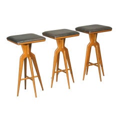 Set of Ipe sculptural bar stools