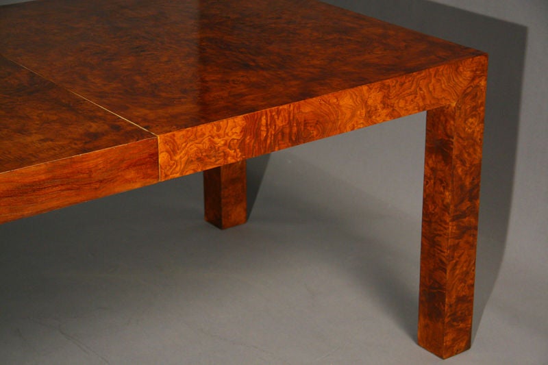 Mid-20th Century Burled Dining Table With Two Leaves by Milo Baughman