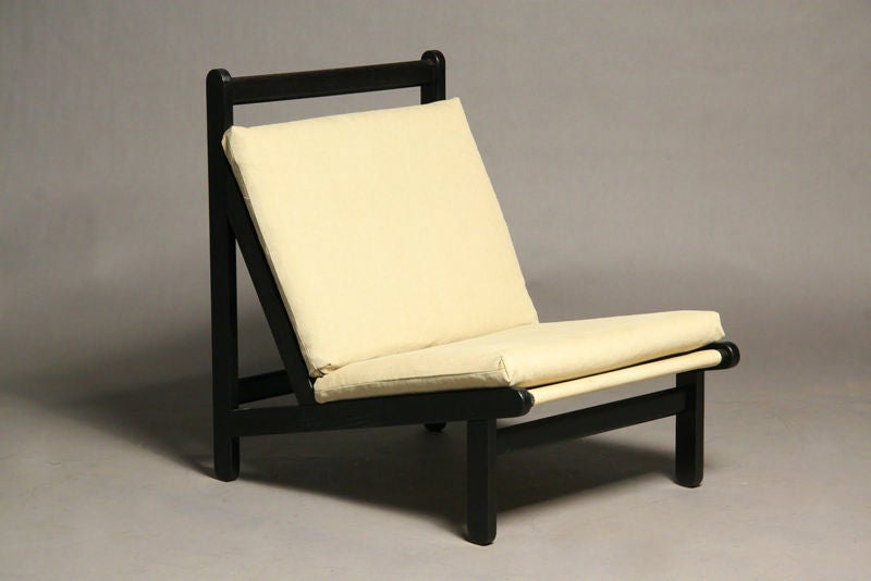 Danish Pair of Canvas Lounge Chairs by Bernt Petersen