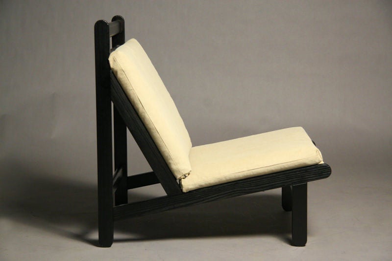 Wood Pair of Canvas Lounge Chairs by Bernt Petersen