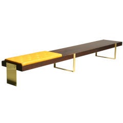 Vintage Brazilian bench in Rosewood with solid brass legs
