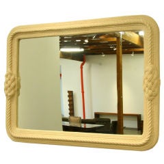 Large Mirror with Decorative Rope Frame in Cream Lacquer