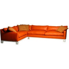 Hollywood regency leather down filled sectional sofa
