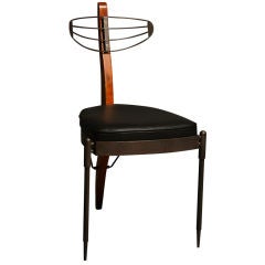 Pedro Useche bronze framed three-legged chair