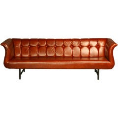 Harvey Probber gondola sofa in soft oxblood red leather