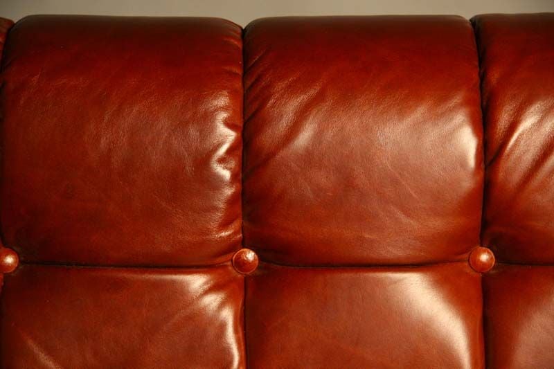 American Harvey Probber gondola sofa in soft oxblood red leather