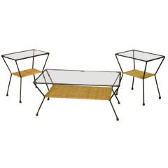 Pair of Side Tables and Coffee Table American Circa 1950