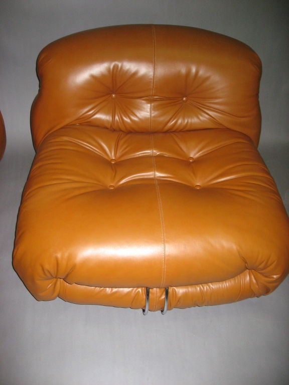 Leather chairs by Tobia Scarpa for Cassina. In mint condition and signed.