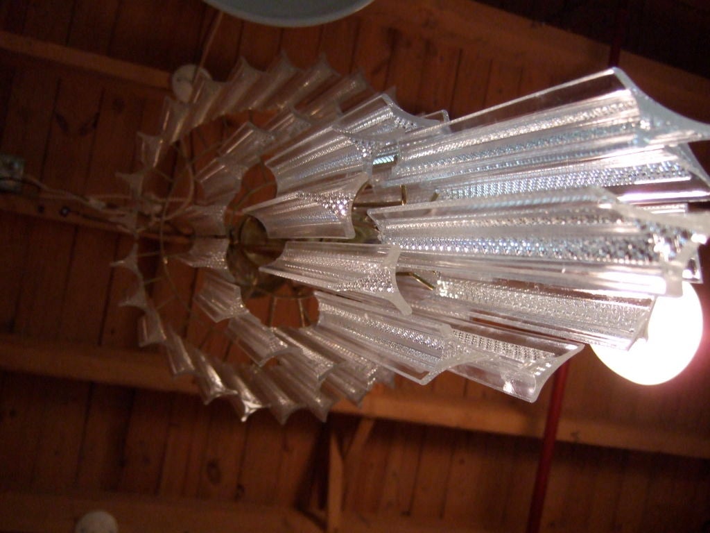 Lucite Cascading Venini Style Chandelier For Sale