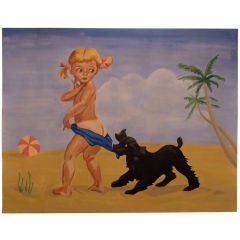 Painting of Vintage Coppertone Ad by Dale Rowley