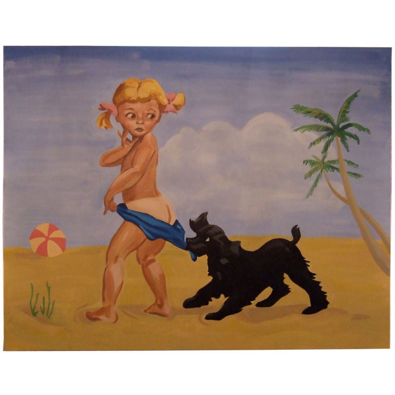Painting of Vintage Coppertone Ad by Dale Rowley