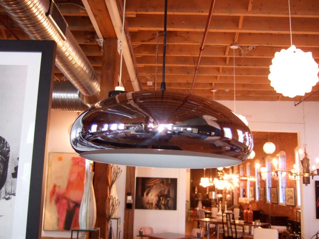 Set of Four Perforated Chrome Pendant Lights