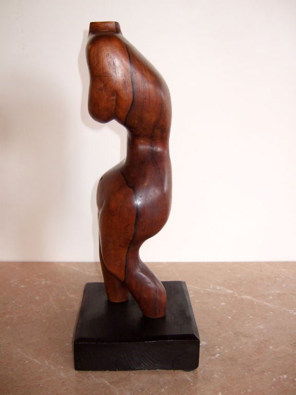 Mid-Century Modern Solid Rosewood Torso Sculpture For Sale