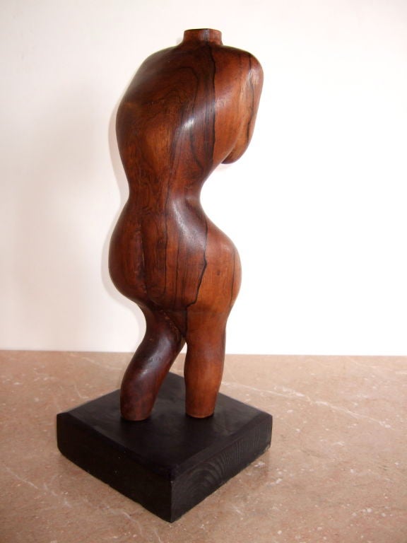 Solid Rosewood Torso Sculpture In Excellent Condition For Sale In New York, NY