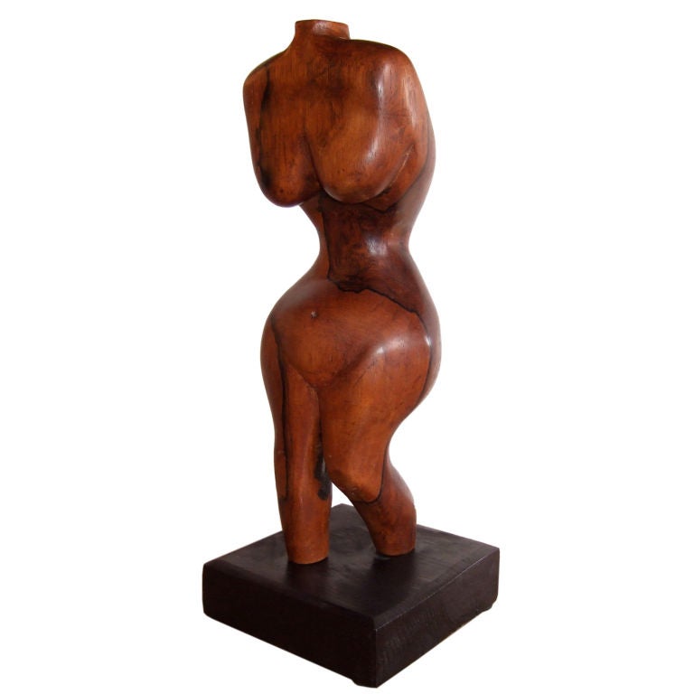 Solid Rosewood Torso Sculpture For Sale