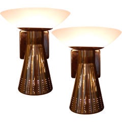 Vintage Pair of Brass and Glass Sconces