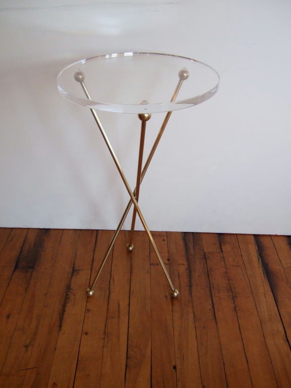 Brass and Lucite Side Table