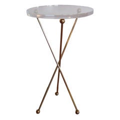 Brass and Lucite Side Table