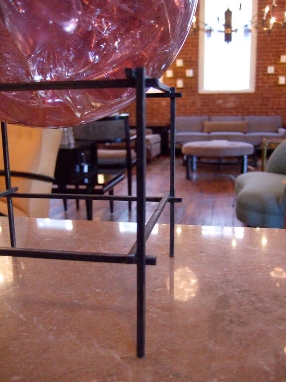 Clear Pink Fractured Lucite Orb by Pierre Giraudon 2