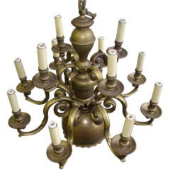 Antique A Brass Twelve Light Chandelier 
